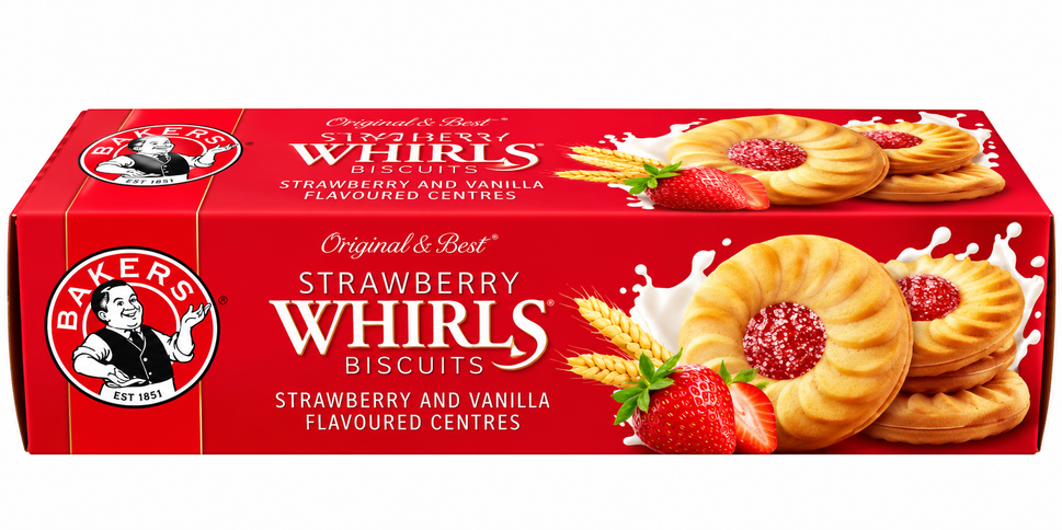 Bolachas Bakers 200G Morango Whirls