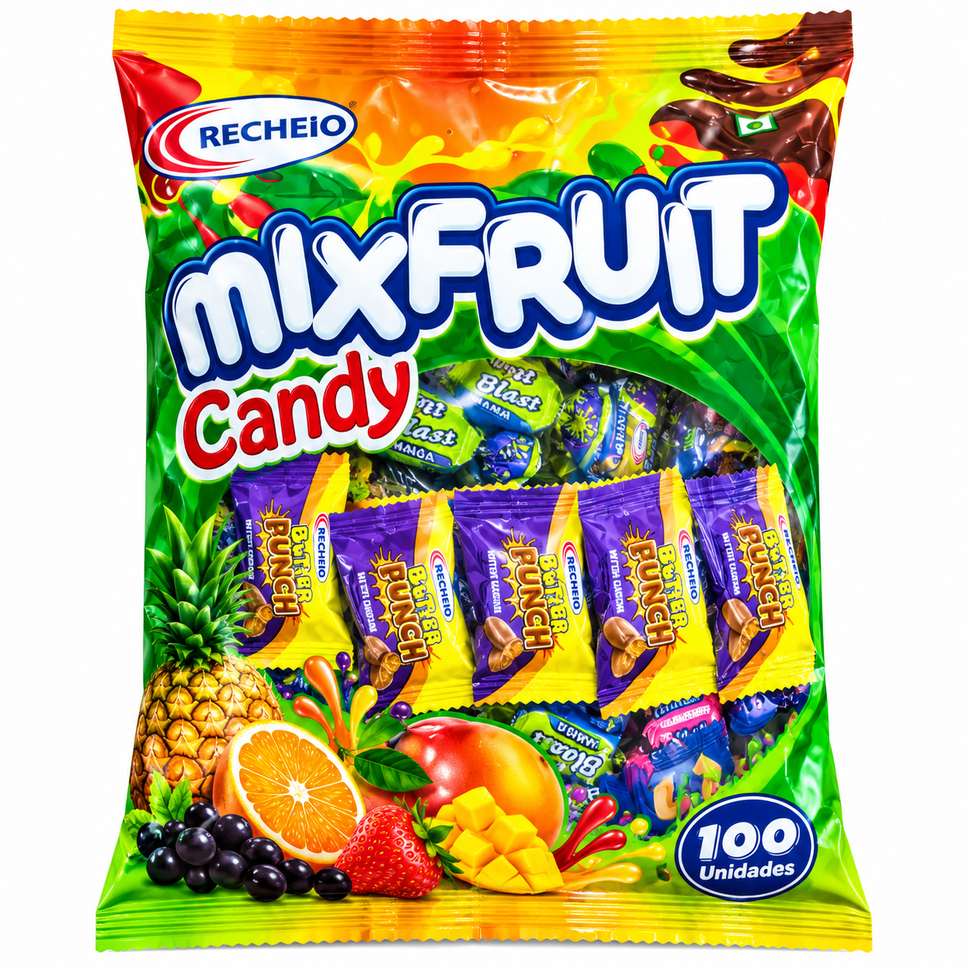 Doces Recheio 1X100PCS Mix fruit