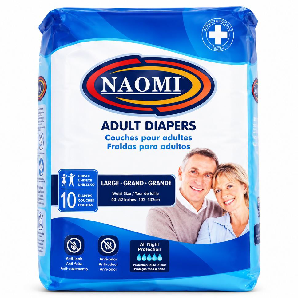 Fraldas Naomi 1X10 M/L/Xl Para Adulto Econômico Mix