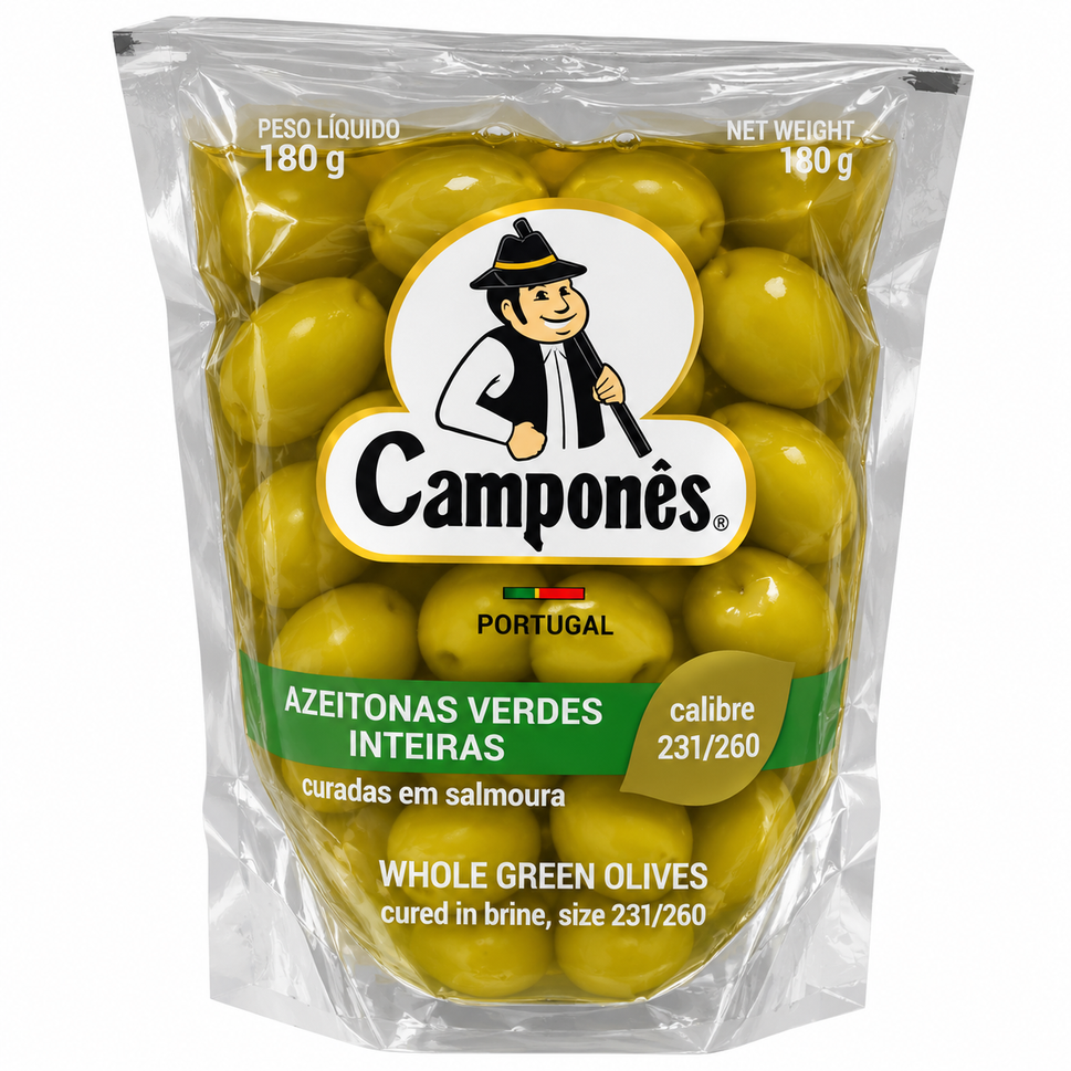 Olives Camponês 100G Green Whole. Sachet